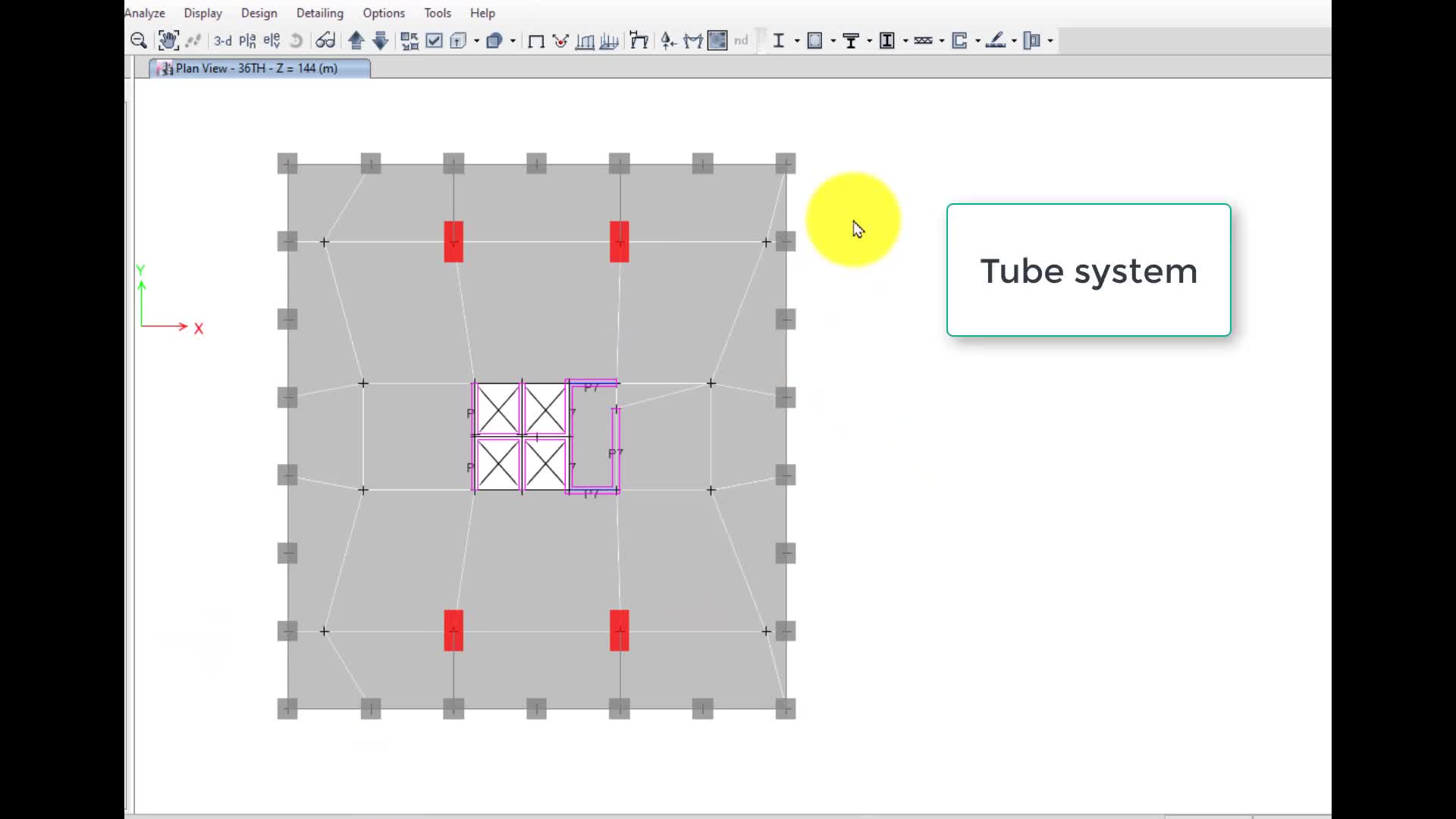المسقط الإنشائي لنظام Tube System